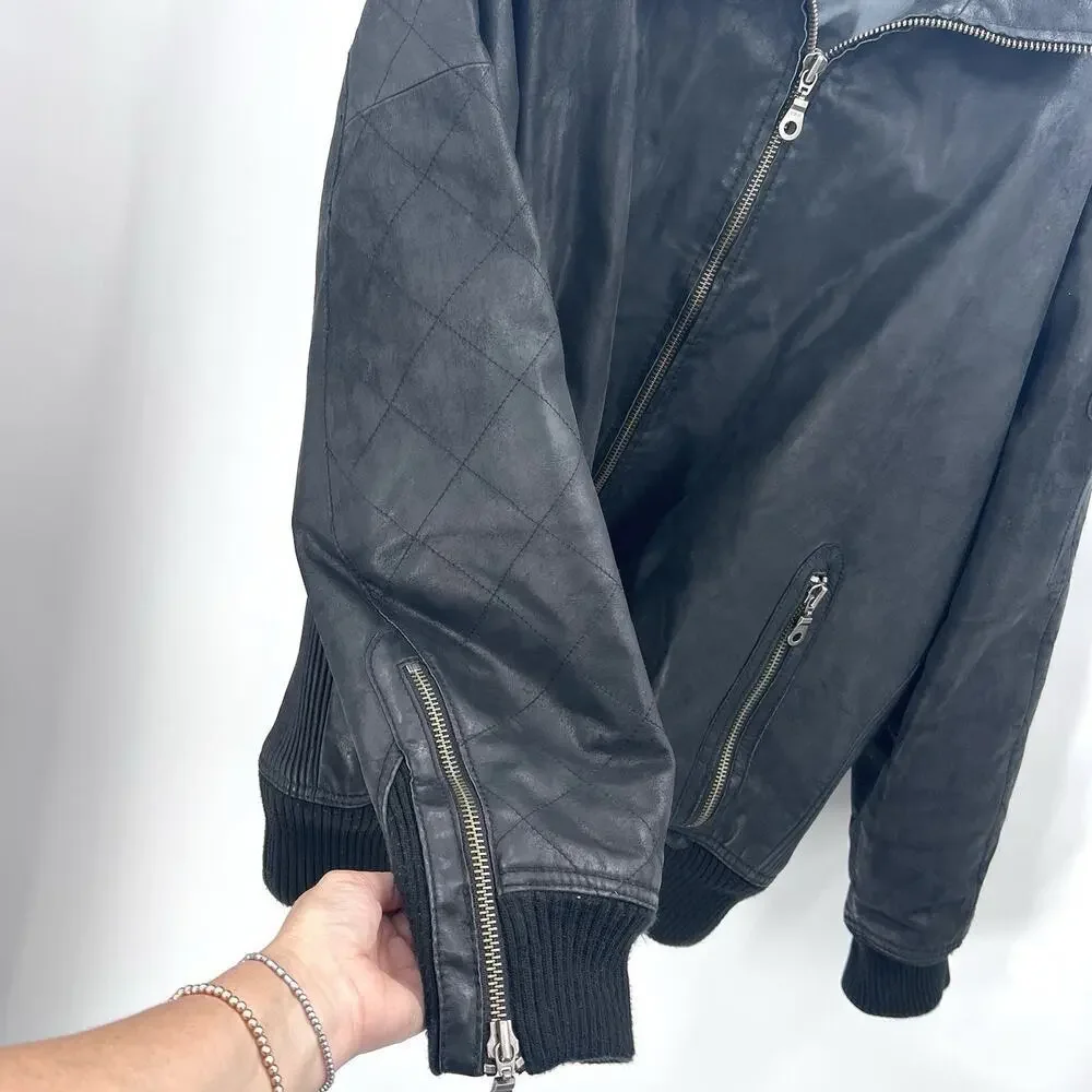 Vintage Rare Air Jordan Black Buffalo Leather Motorcycle Jacket Mens 3X